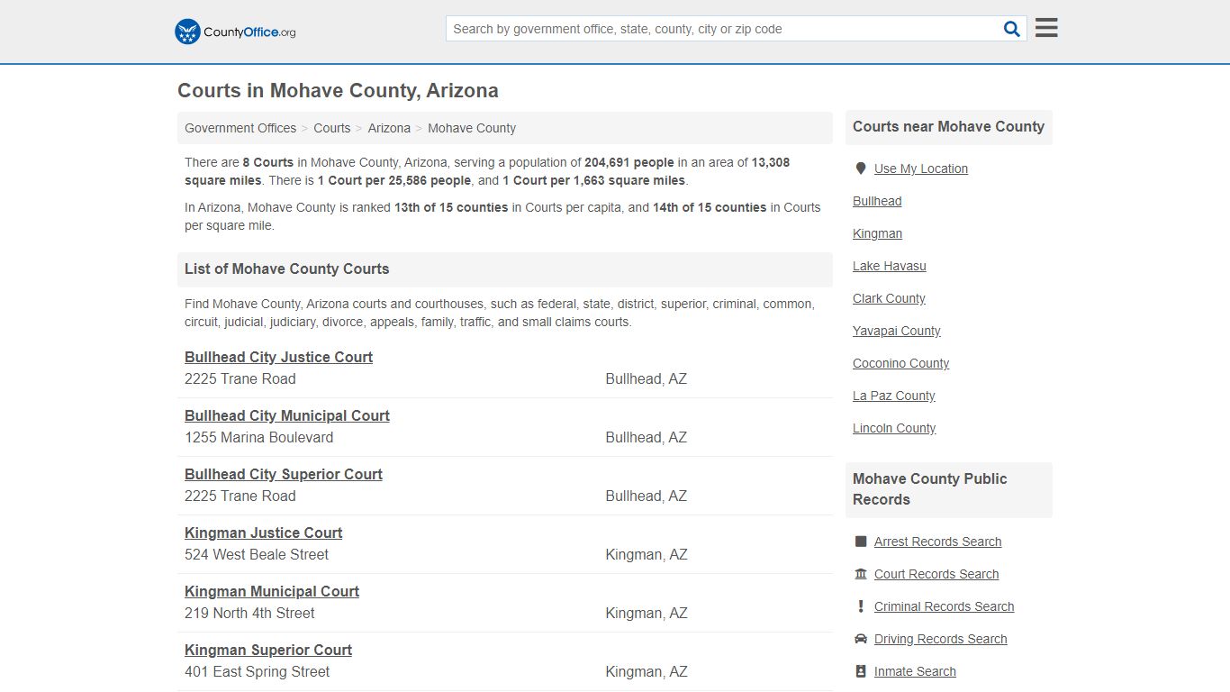 Courts - Mohave County, AZ (Court Records & Calendars)